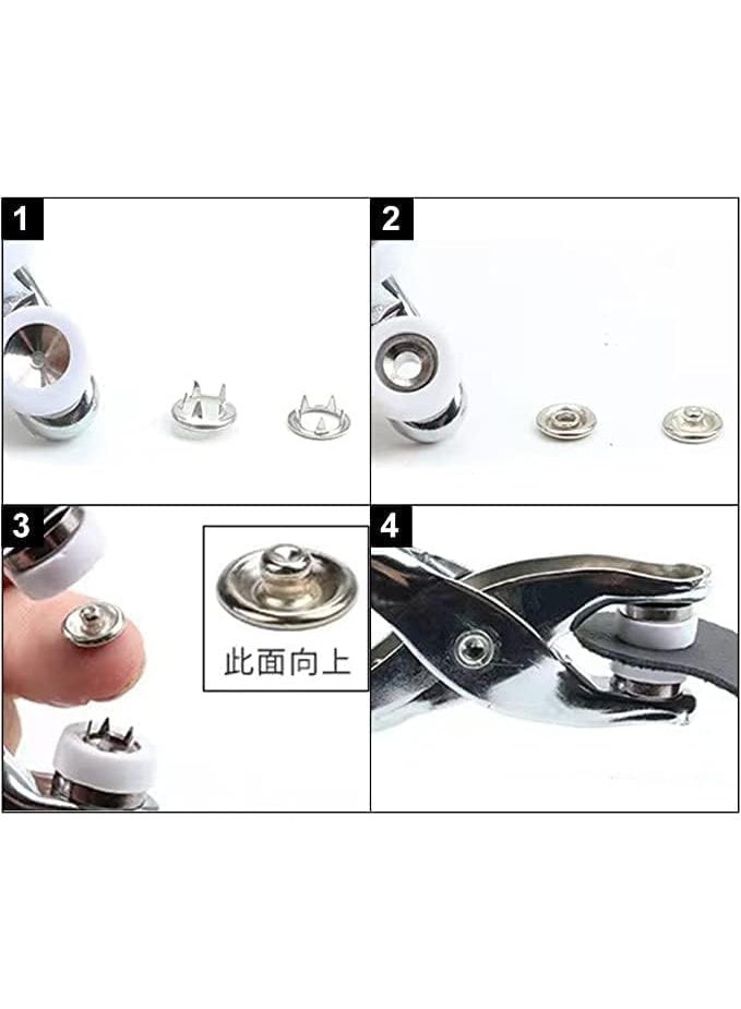 مجموعة ادوات تركيب كباسين الملابس بالضغط مع كماشة تثبيت مع 100حلقة كباسين ازرار خياطة وازرار كبس مجوفة وابزيم معدني ملحق للخياطة والحرف اليدوية - Image 4